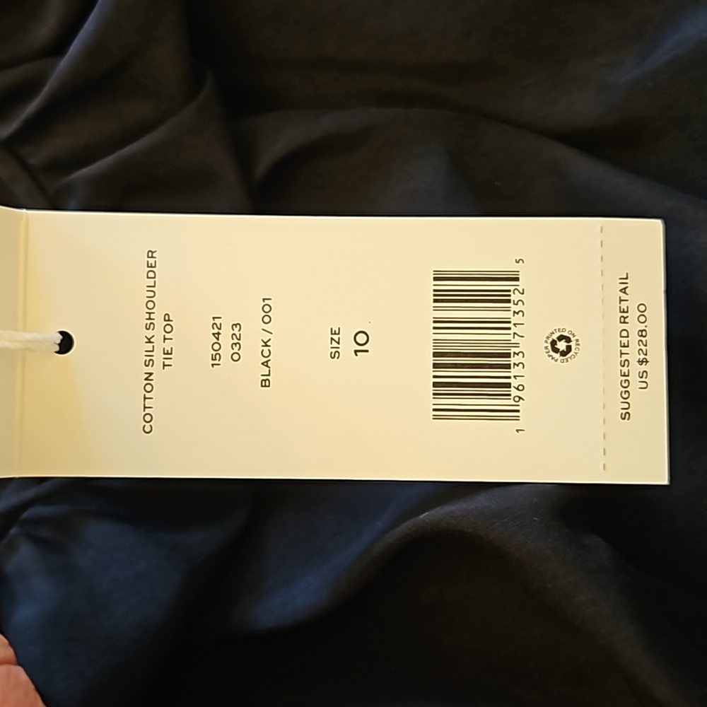 NWT Tory Burch Black Cotton Silk Bubble Hem Tank w/ Adjustable Straps - Picture 7 of 8